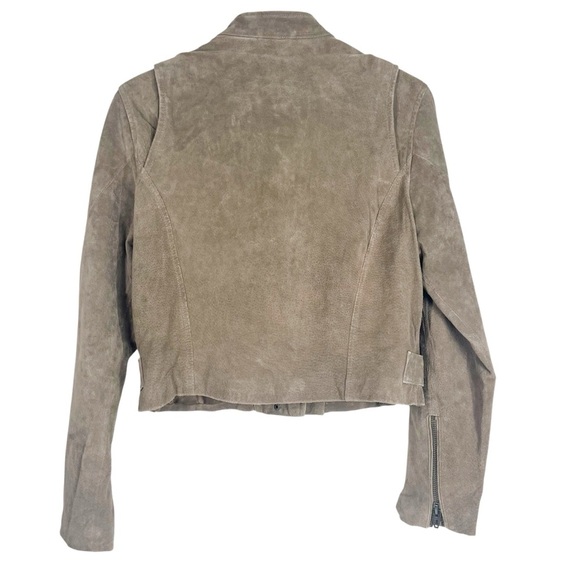 BLANK NYC Light Taupe Suede Bomber Biker Jacket with silver zippers Large - Picture 8 of 10